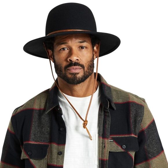 Brixton Men's Tiller Wide Brim Felt Fedora Hat MISSING Leather Strap Size Medium - Picture 1 of 4
